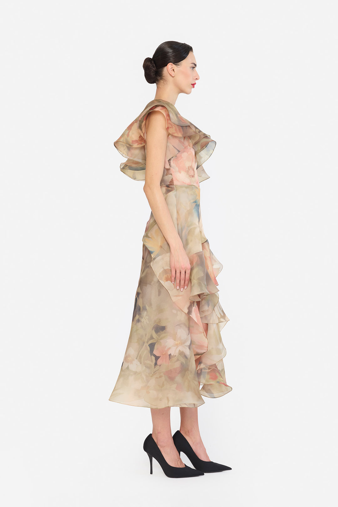 ONE SHOULDER RUFFLE DRESS