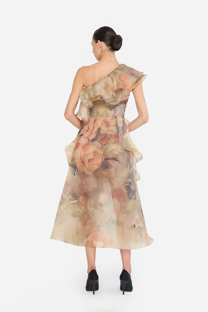 ONE SHOULDER RUFFLE DRESS