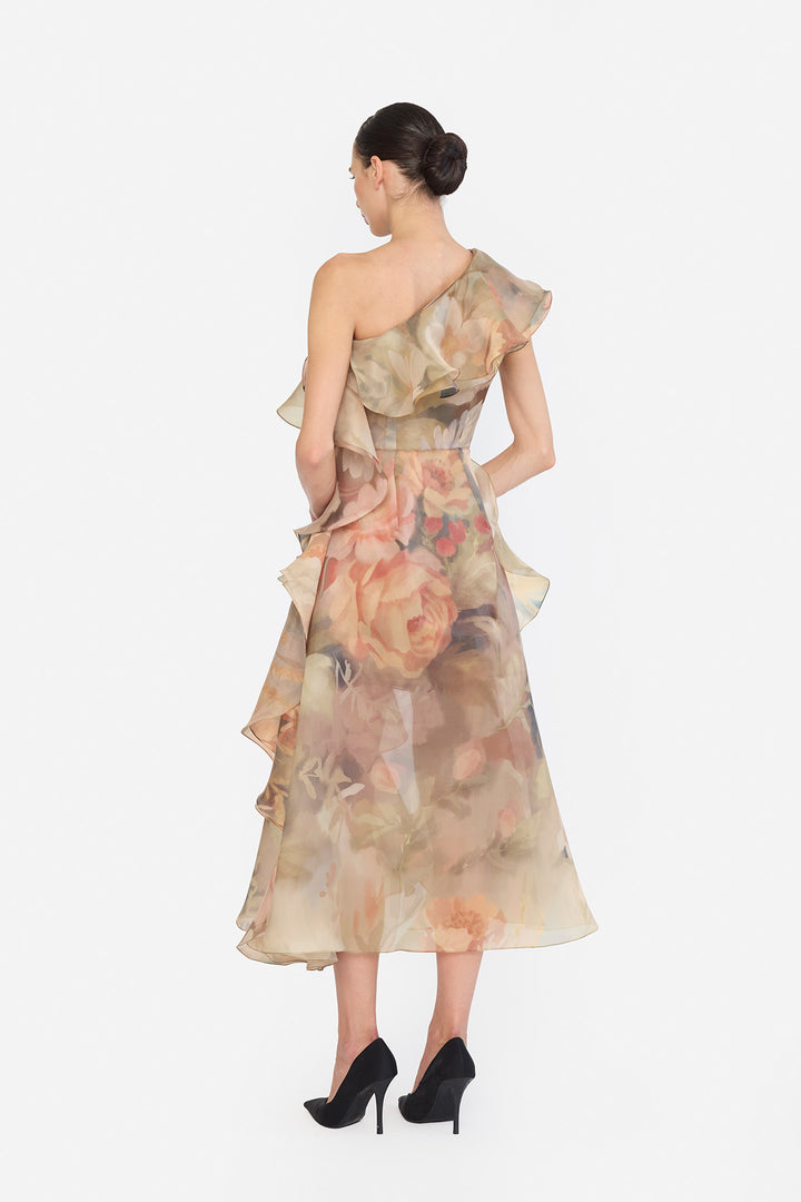 ONE SHOULDER RUFFLE DRESS