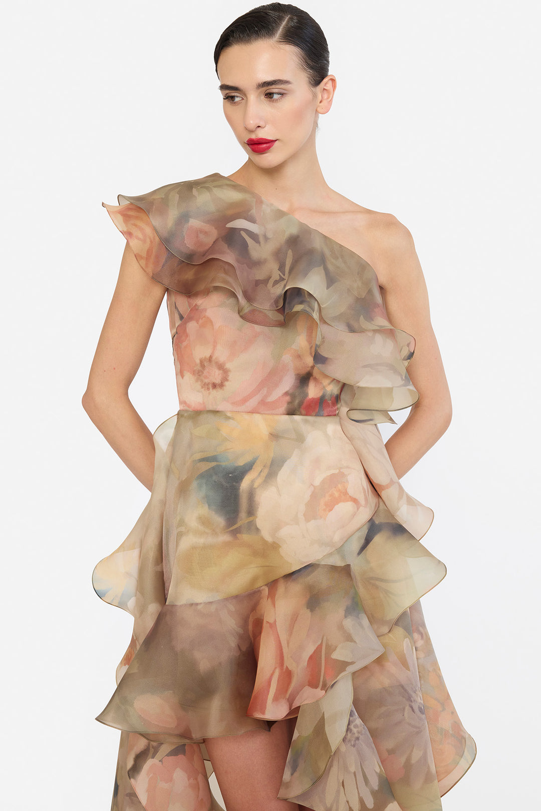 ONE SHOULDER RUFFLE DRESS