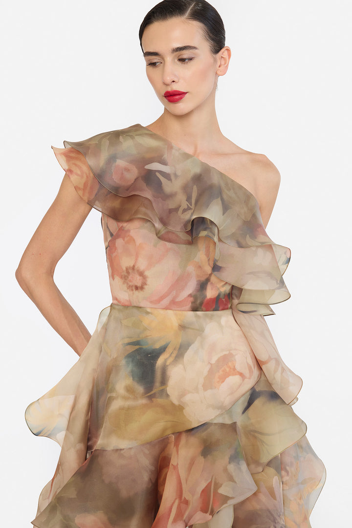 ONE SHOULDER RUFFLE DRESS