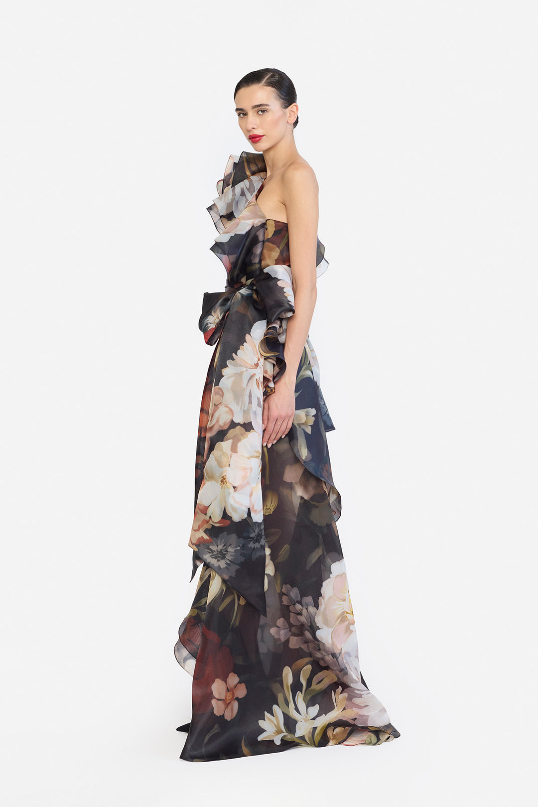 ONE SHOULLDER SHIFT DRESS WITH FLOWER