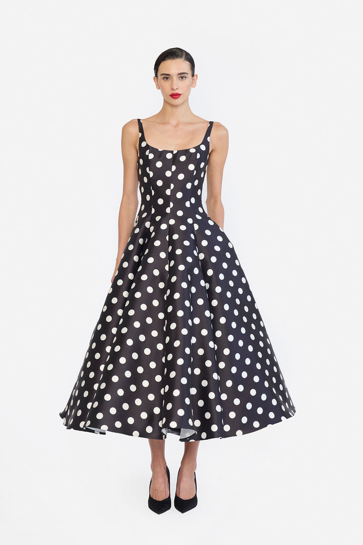 PANELLED FLARED MIDI
