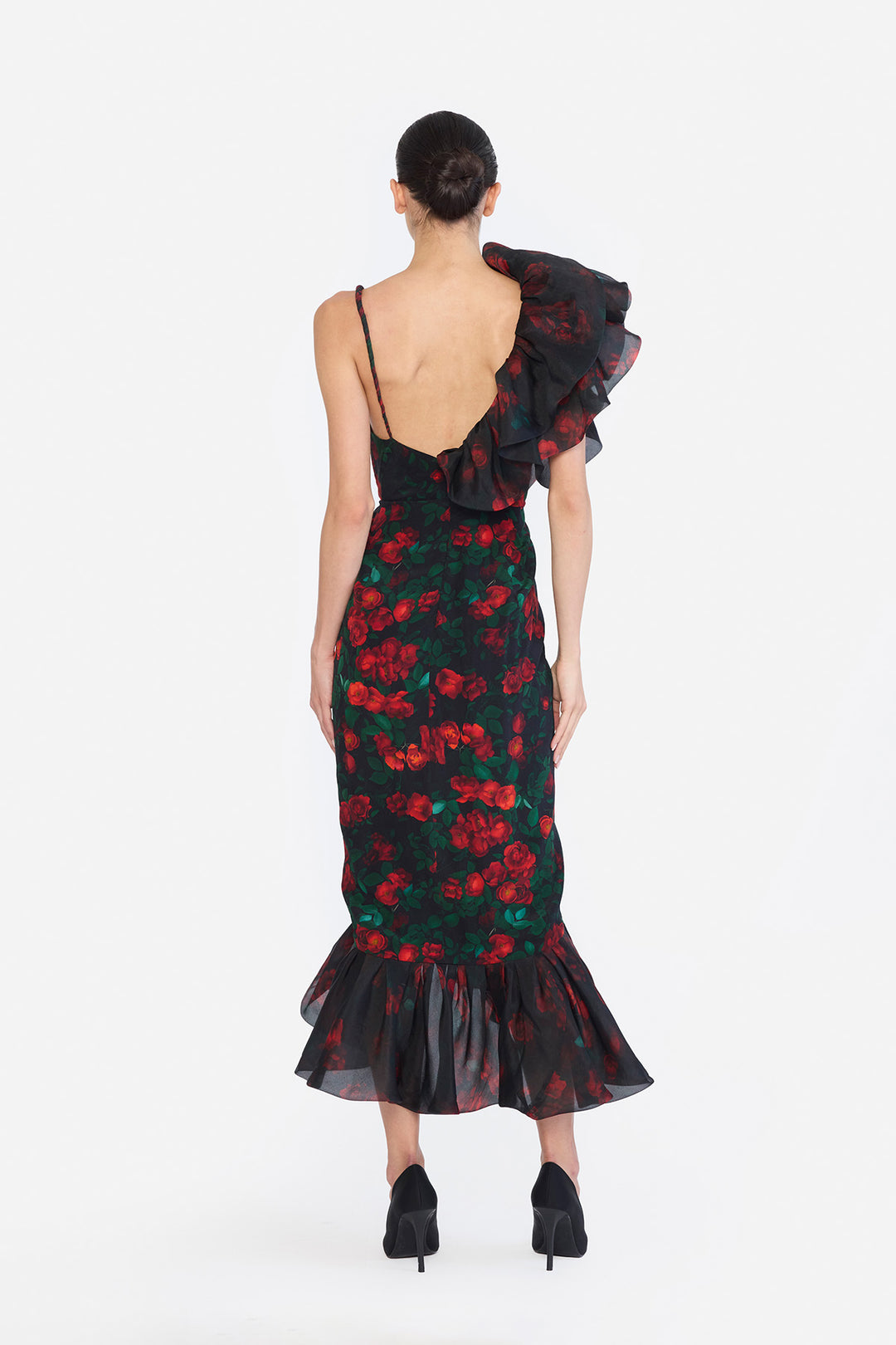 DEEP V-NECK TWISTED STRAP OVERLAPPING  WITH HIGH LOW DRESS