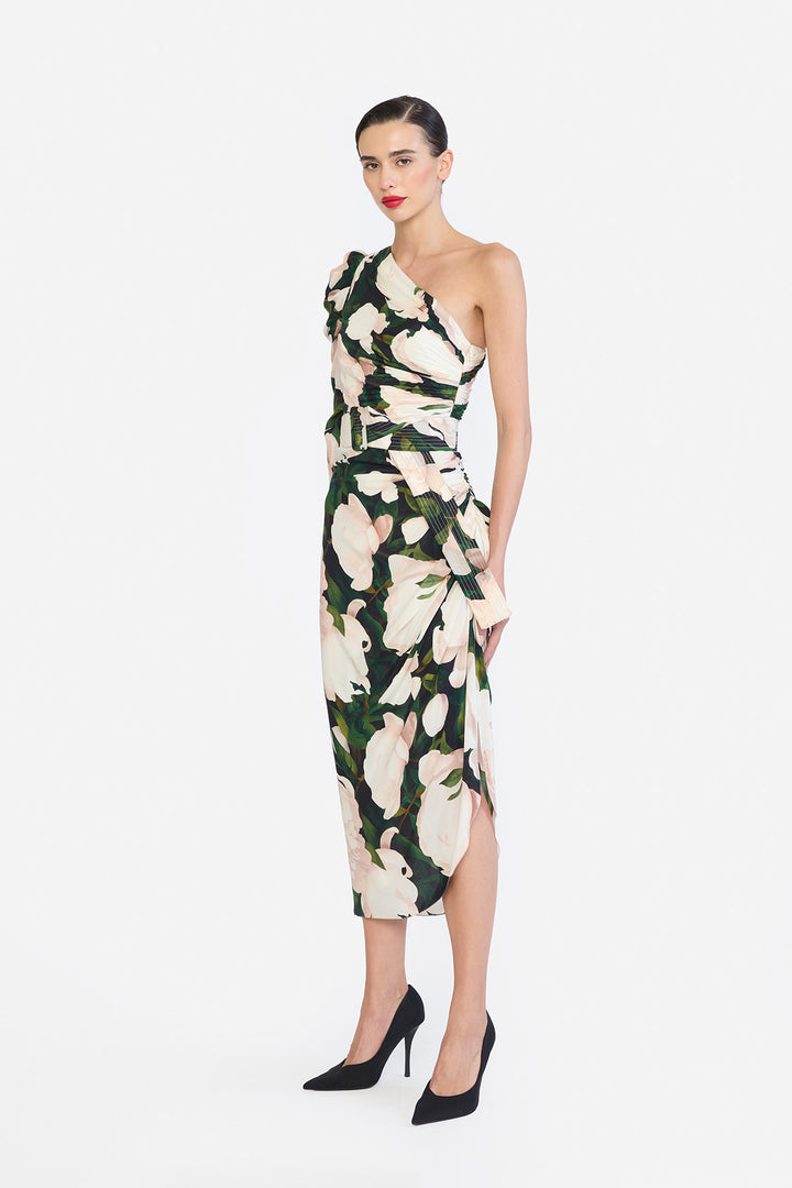 ONE SHOULDER RUCHED PENCIL DRESS