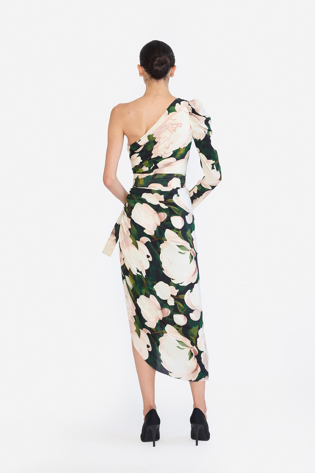 ONE SHOULDER RUCHED PENCIL DRESS