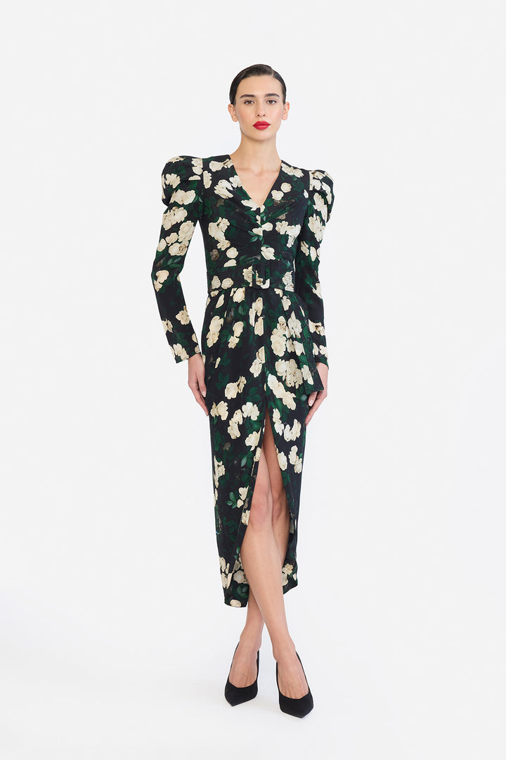 DEEP V-NECK HIGH LOW HEM DRESS