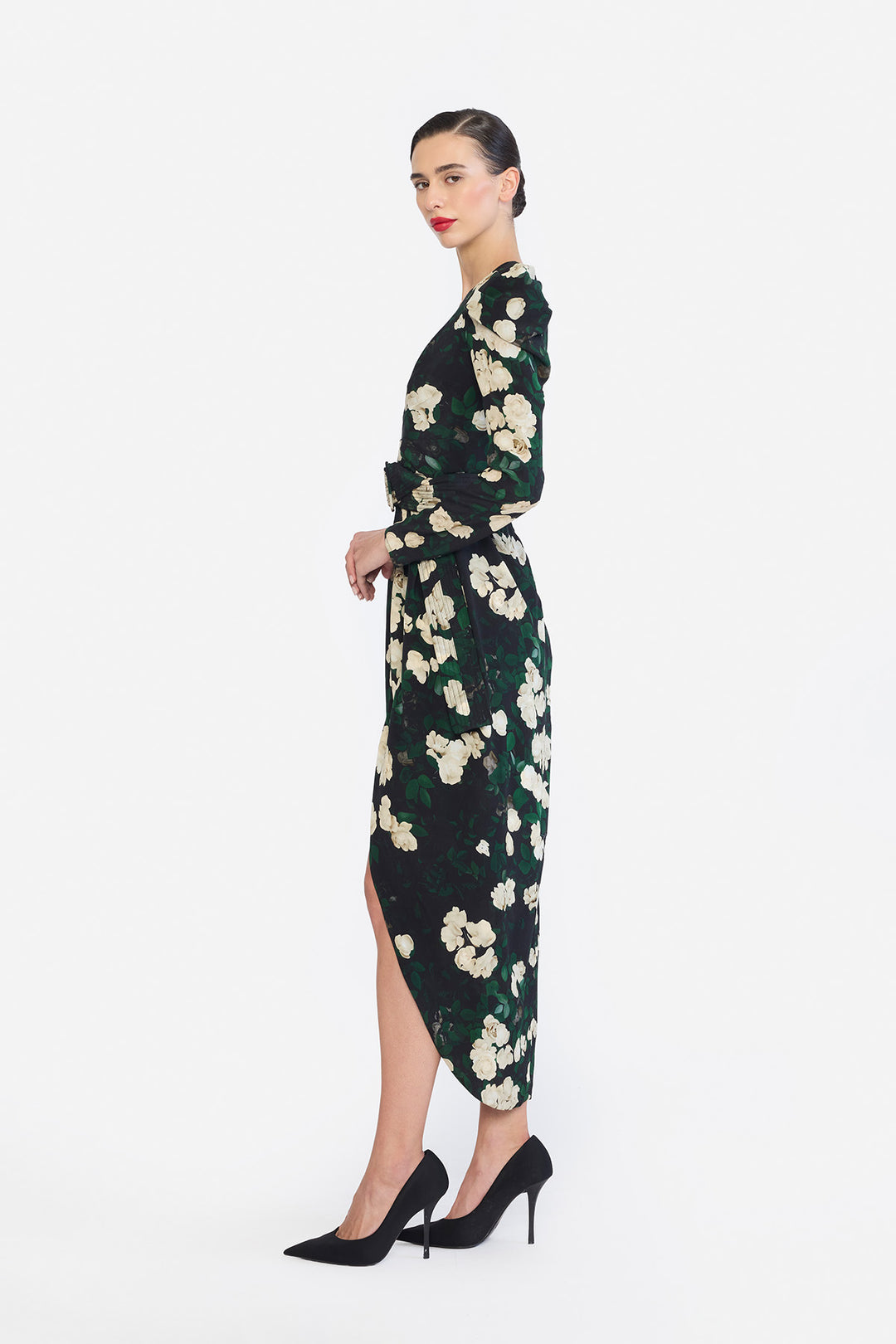 DEEP V-NECK HIGH LOW HEM DRESS