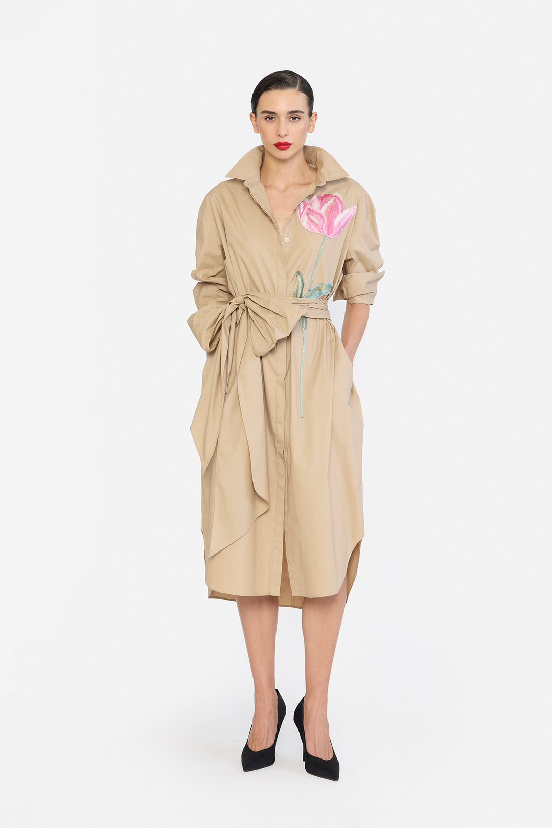 OVERSIZED TEA LENGTH SHIRT DRESS