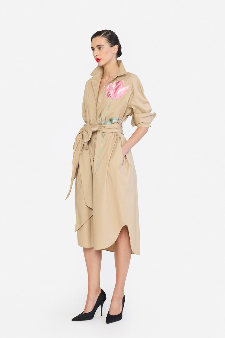 OVERSIZED TEA LENGTH SHIRT DRESS