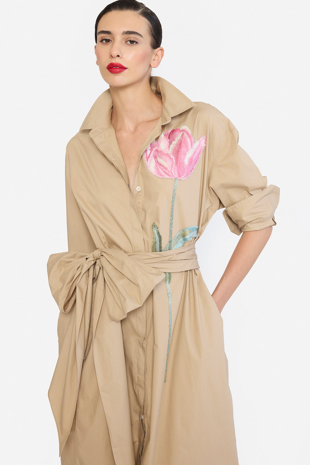 OVERSIZED TEA LENGTH SHIRT DRESS