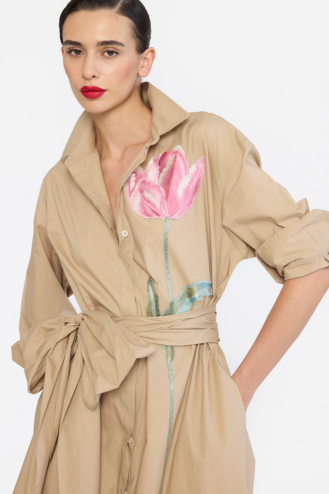 OVERSIZED TEA LENGTH SHIRT DRESS