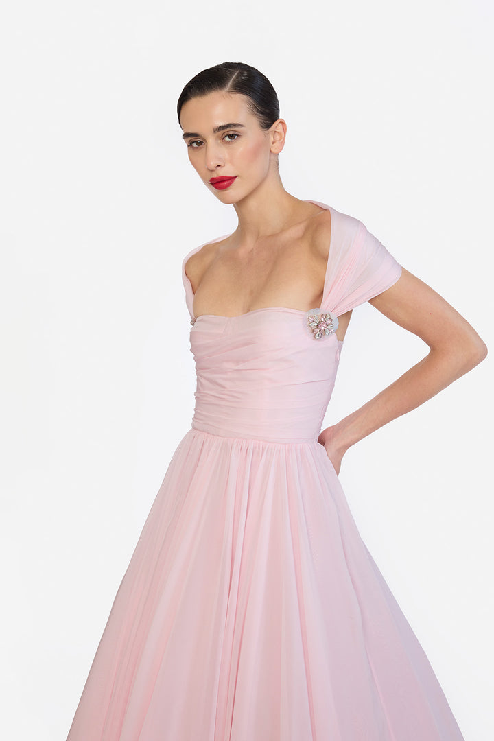 CORSETED DRAPED MIDI