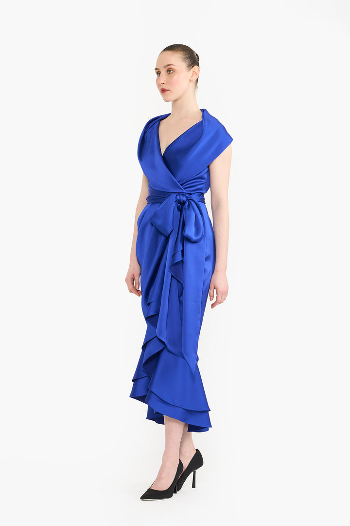 Shawl collar wrap dress