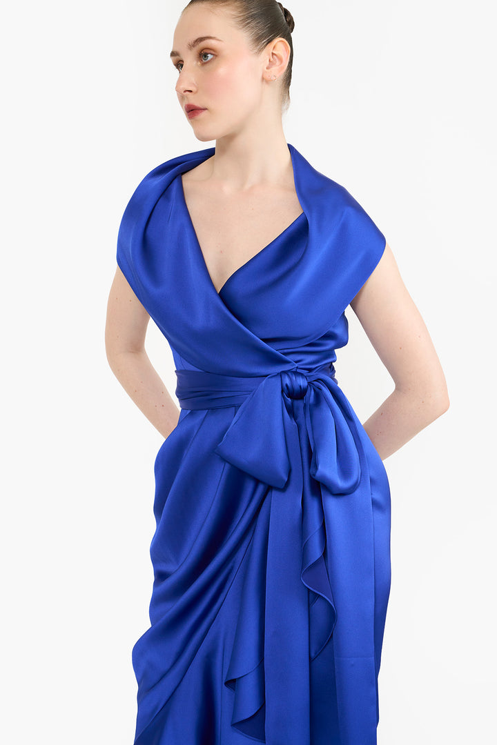 Shawl collar wrap dress