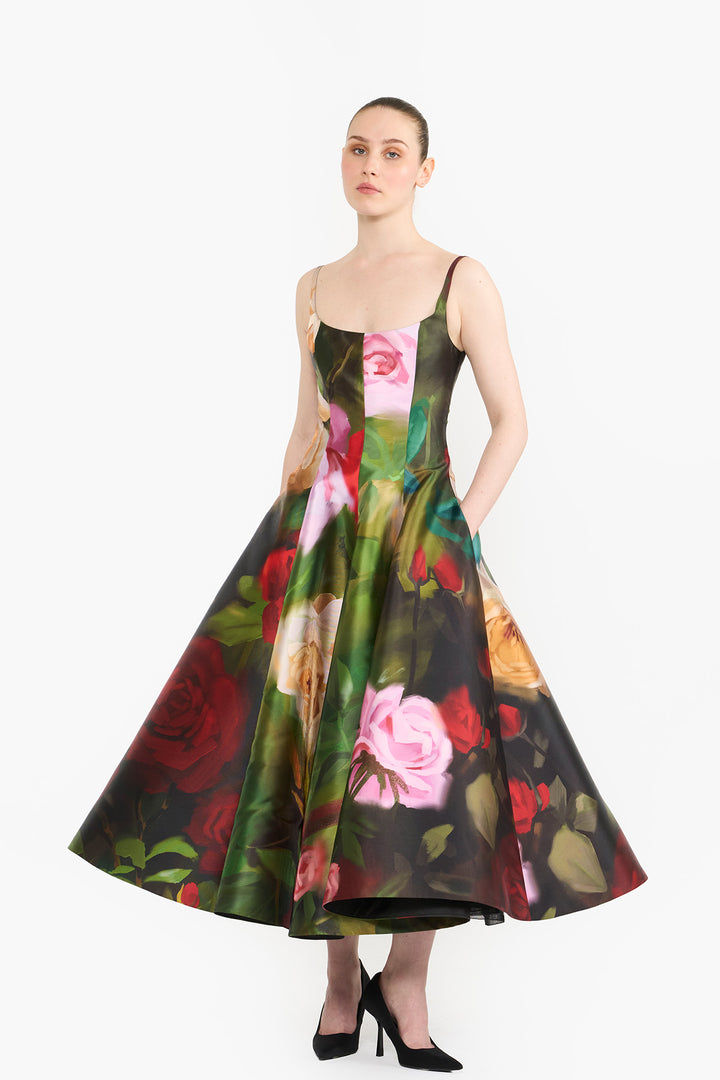 PANELLED FLARED MIDI