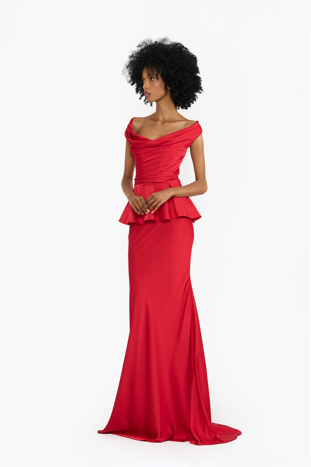 Off-shoulder peplum gown Gauri and Nainika Off-shoulder peplum gown Gauri and Nainika