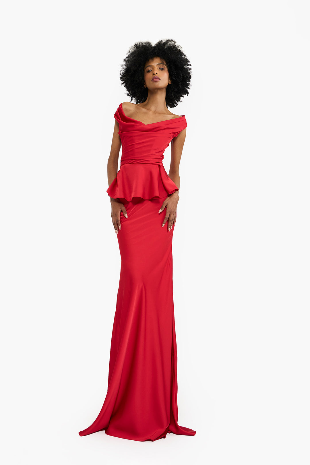 off the shoulder peplum dress Off-The-Shoulder Neckline Peplum Dress Light Blue / FR 34