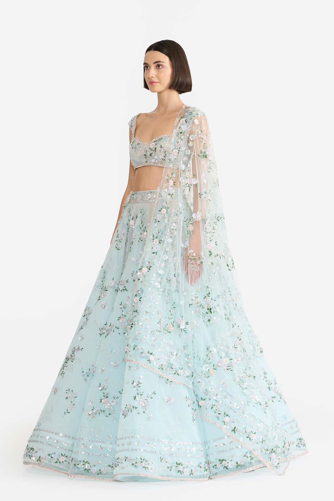 Meadow Mist Blue Lehanga