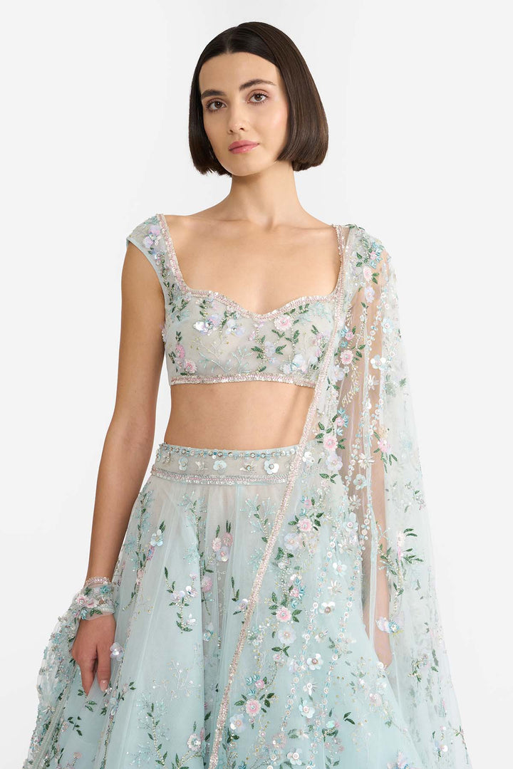 Meadow Mist Blue Lehanga