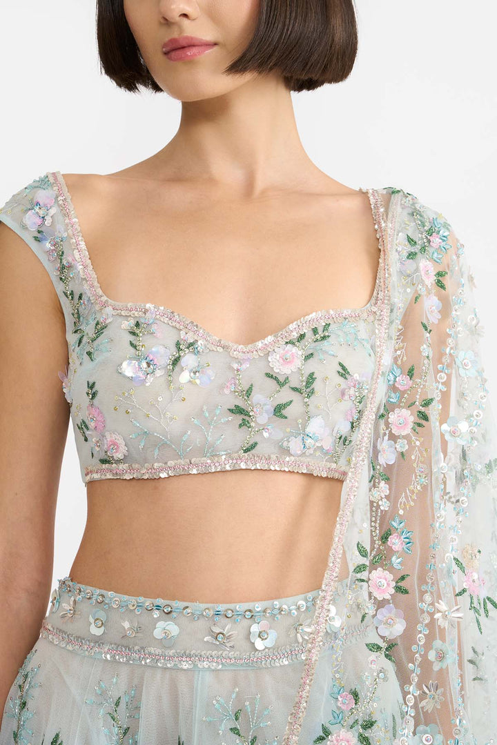 Meadow Mist Blue Lehanga