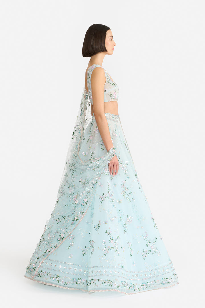 Meadow Mist Blue Lehanga
