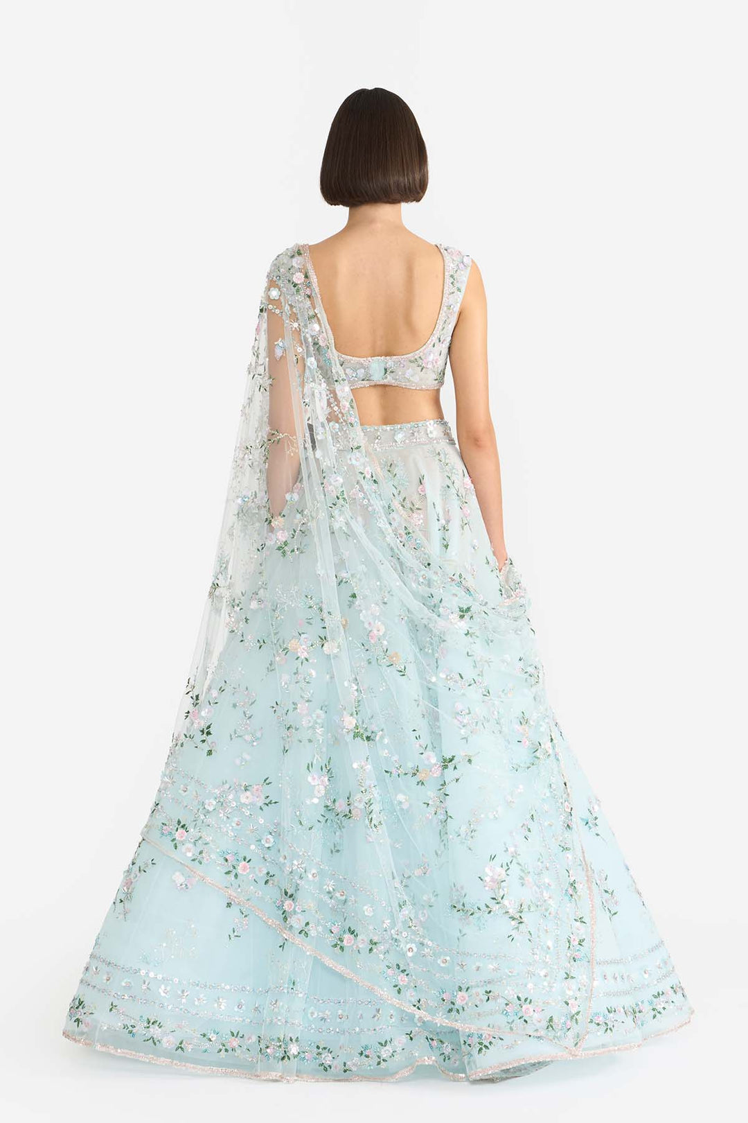 Meadow Mist Blue Lehanga