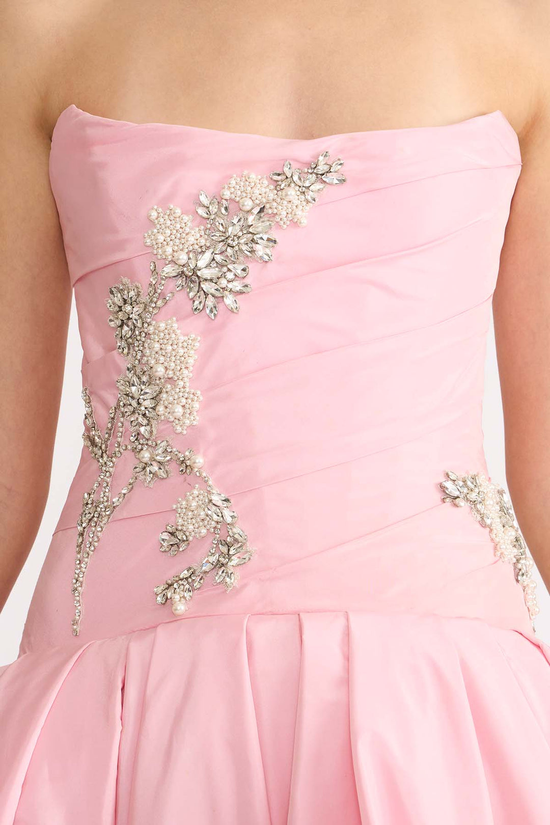 EMBELLISHED DRAPED GOWN WITH BALLOON HEM