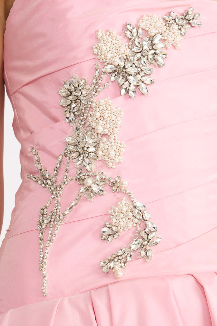 EMBELLISHED DRAPED GOWN WITH BALLOON HEM