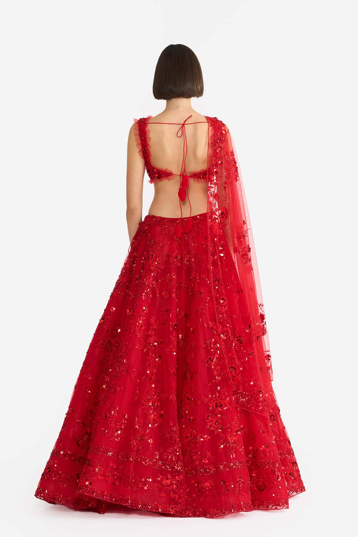 Crimson rose Lehanga