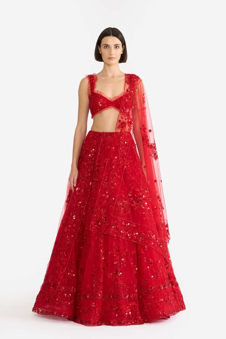 Crimson rose Lehanga