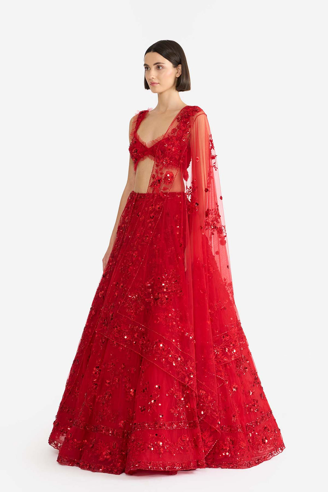 Crimson rose Lehanga