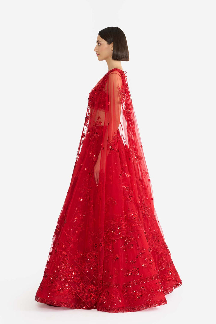 Crimson rose Lehanga