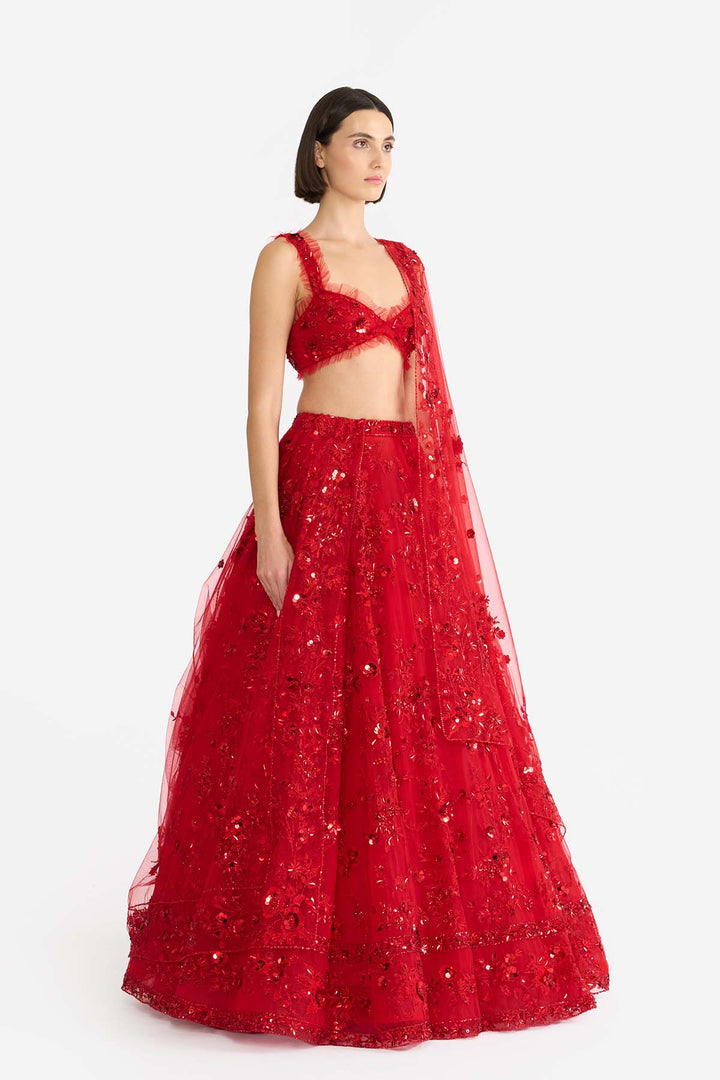 Crimson rose Lehanga