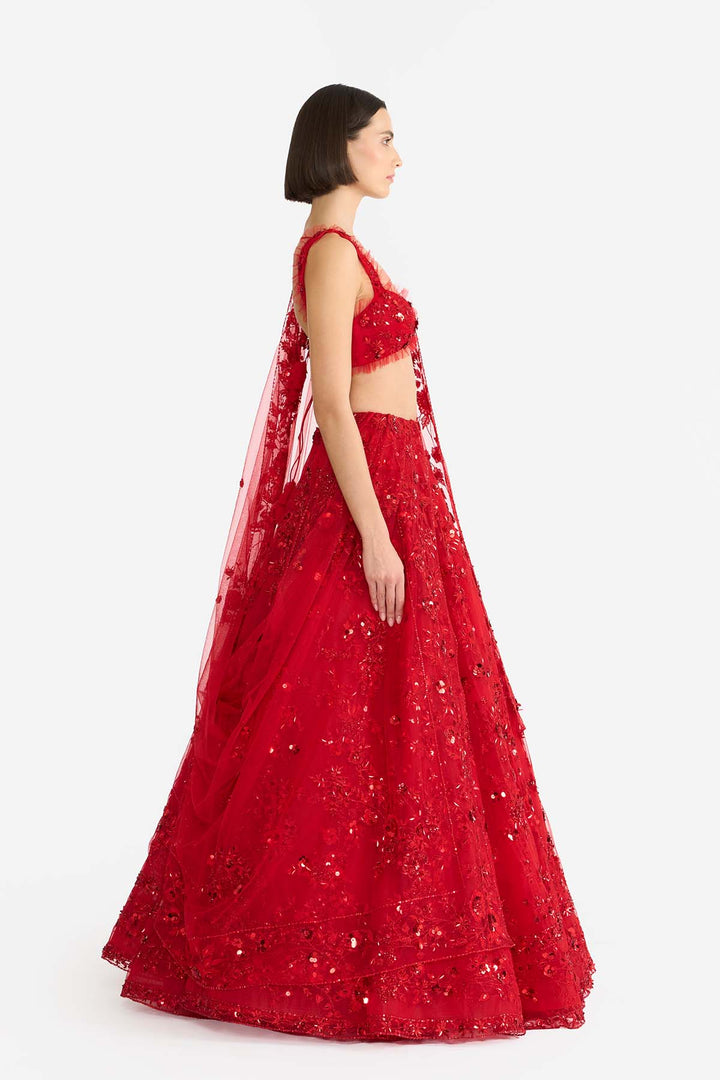 Crimson rose Lehanga