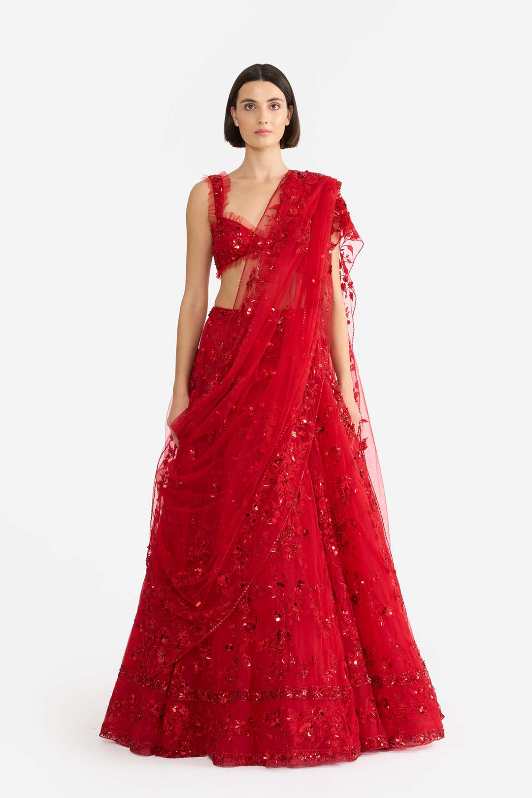 Crimson rose Lehanga