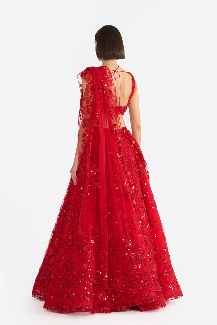 Crimson rose Lehanga