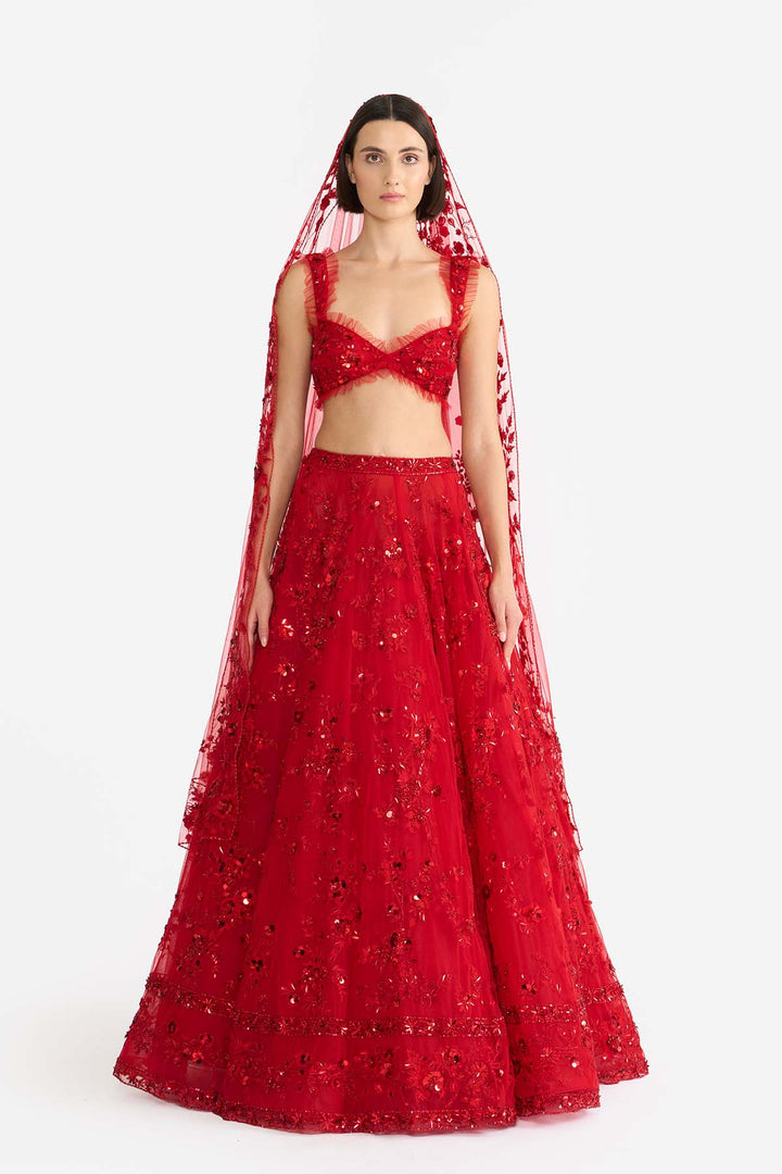 Crimson rose Lehanga