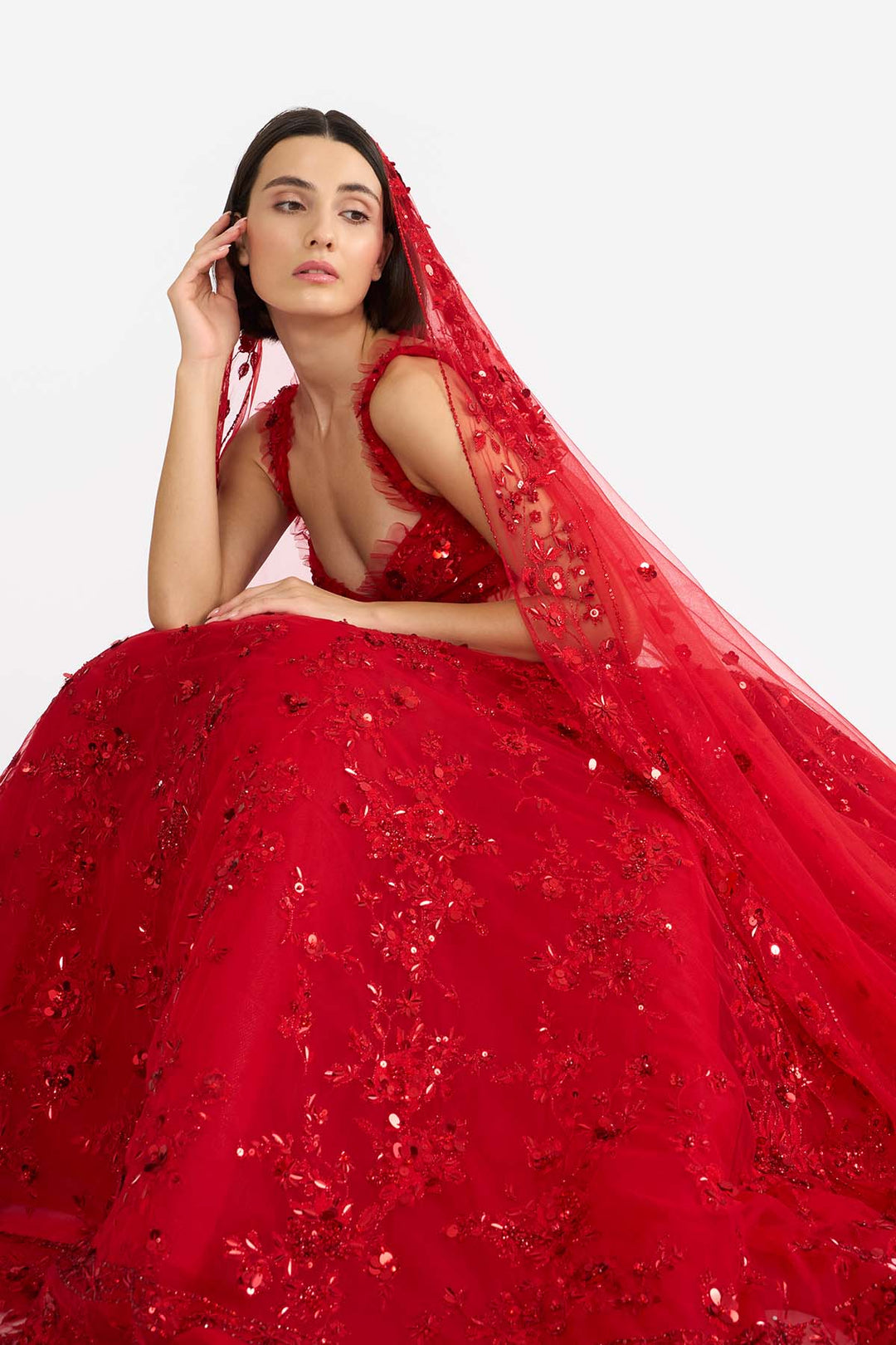 Crimson rose Lehanga