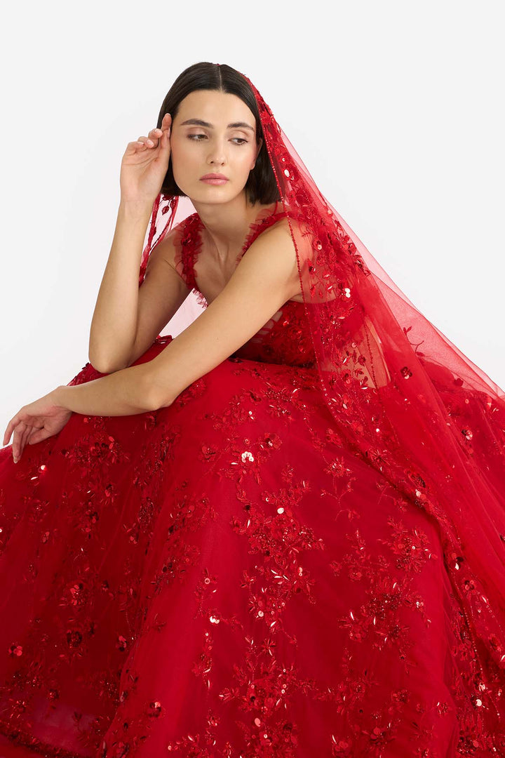 Crimson rose Lehanga