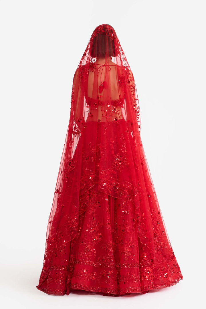 Crimson rose Lehanga