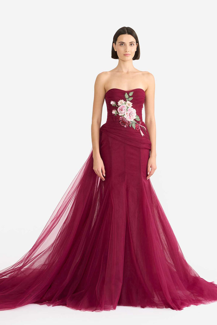 DRAPED STRAPLESS MERMAID GOWN