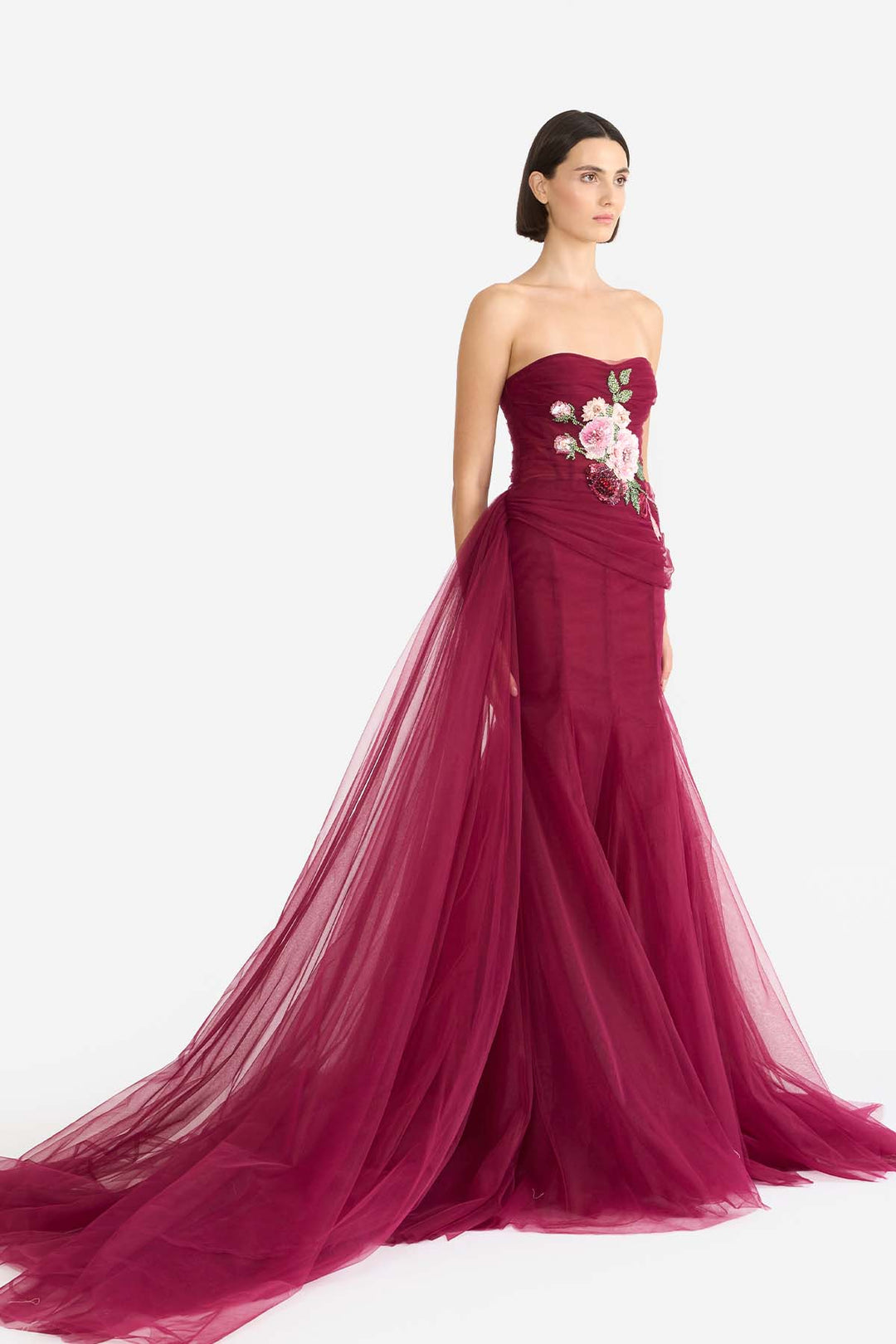 DRAPED STRAPLESS MERMAID GOWN