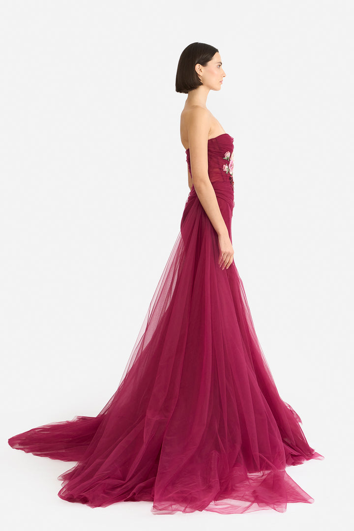 DRAPED STRAPLESS MERMAID GOWN