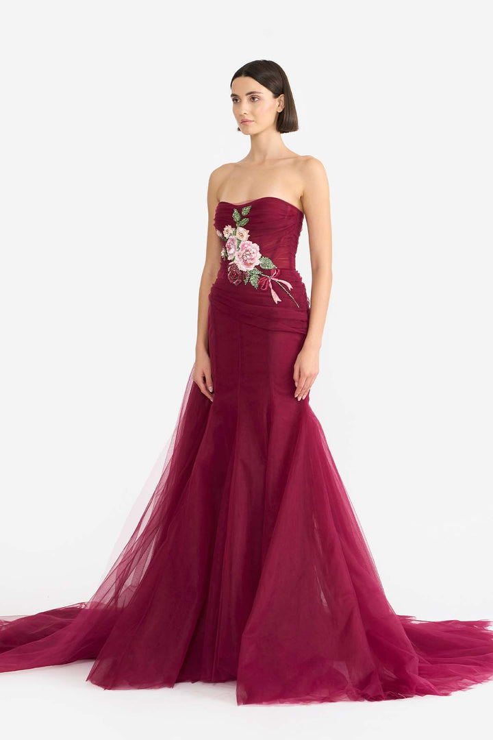 DRAPED STRAPLESS MERMAID GOWN