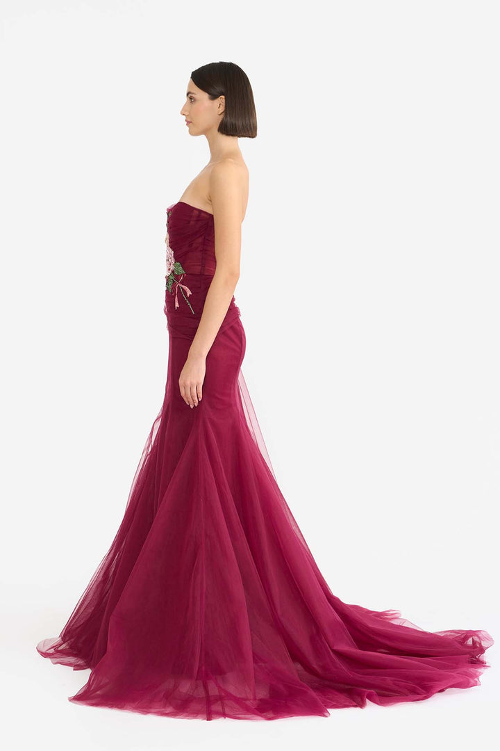 DRAPED STRAPLESS MERMAID GOWN