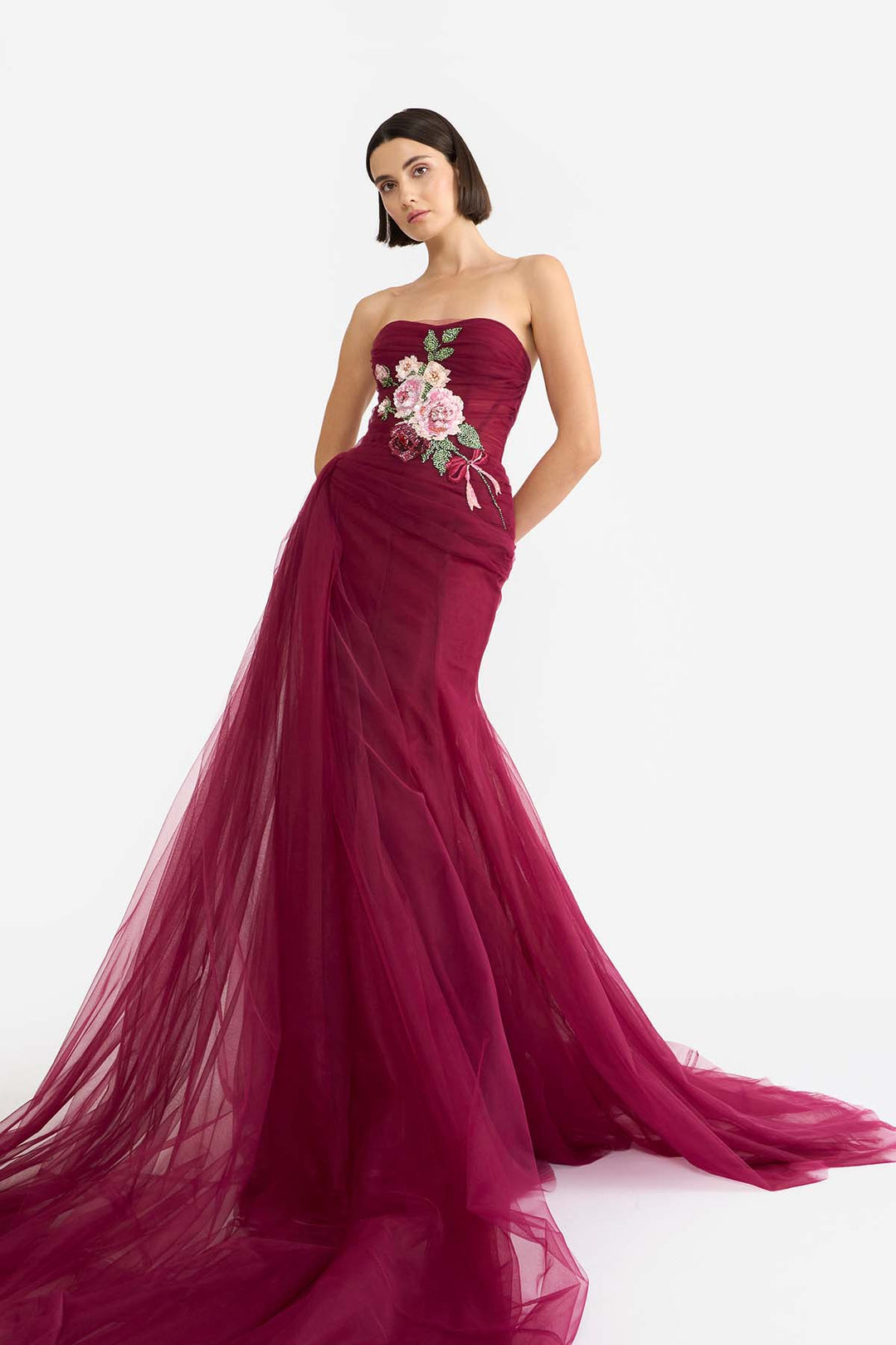 DRAPED STRAPLESS MERMAID GOWN