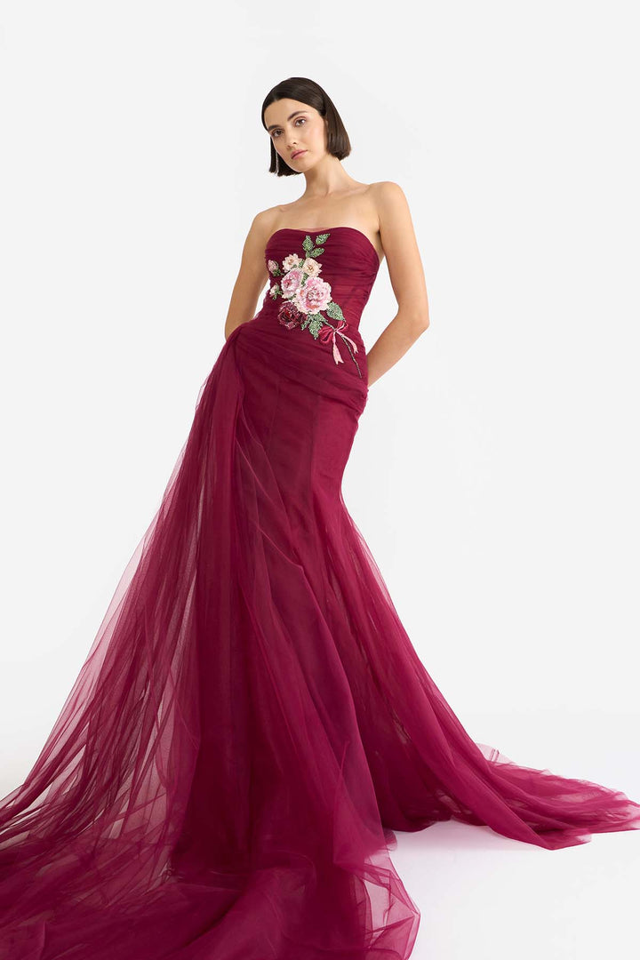 DRAPED STRAPLESS MERMAID GOWN