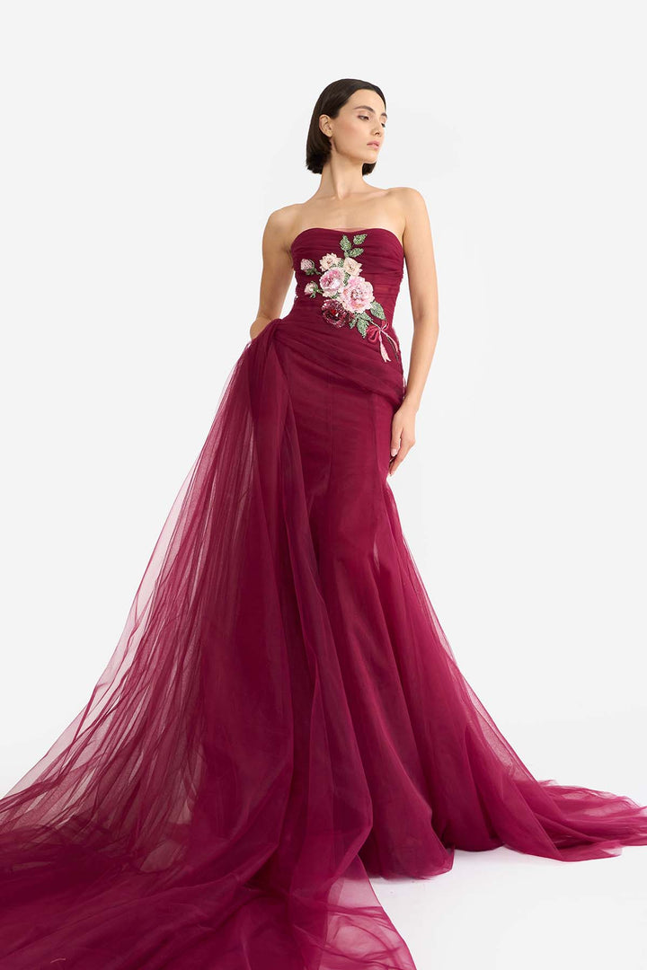 DRAPED STRAPLESS MERMAID GOWN