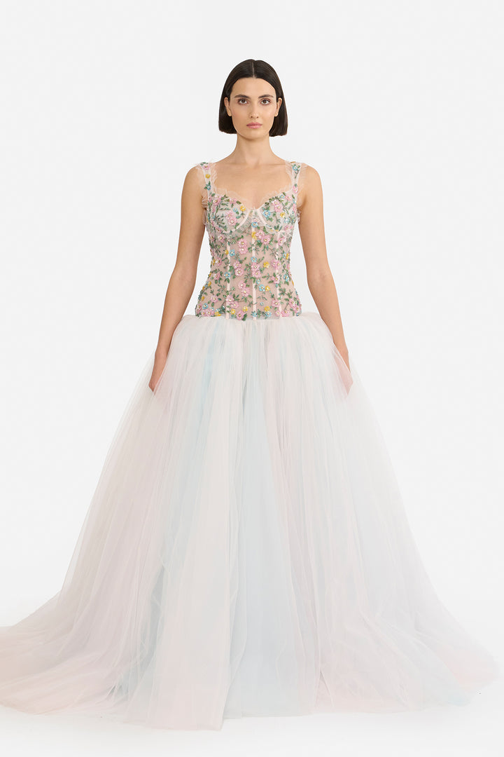 EMBELLISHED DROP WAISTED GOWN